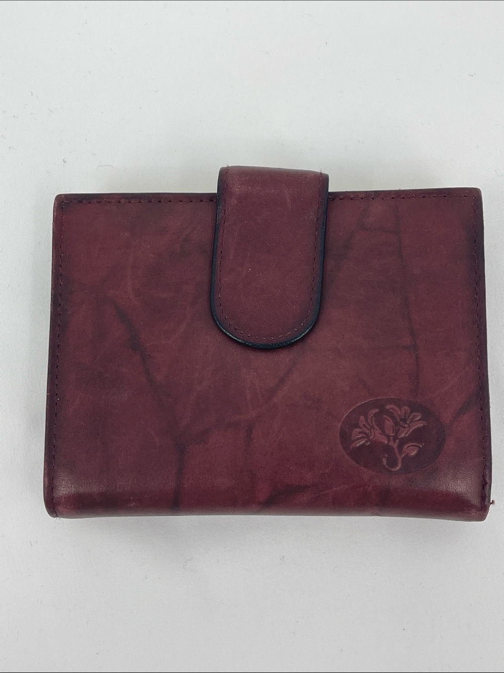 BUXTON Women's Burgundy Leather Snap WALLET TOP GRAIN COWHIDE